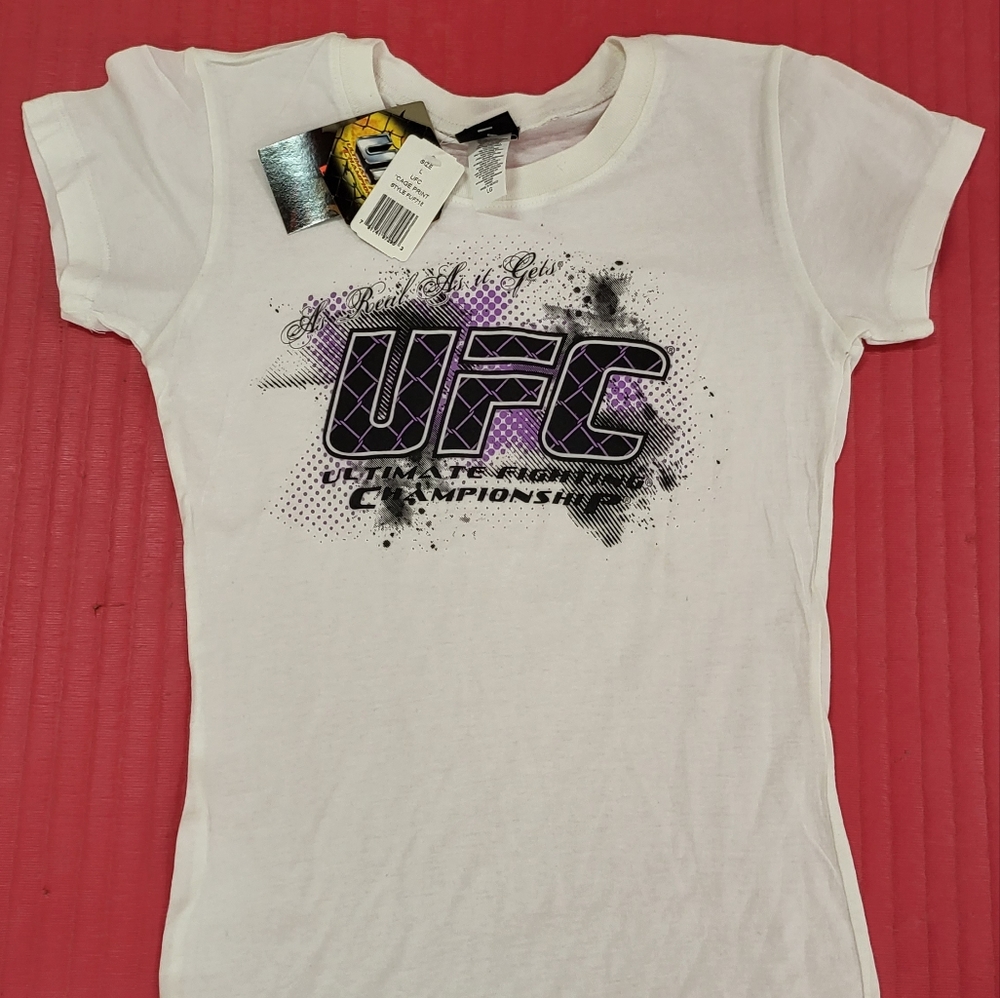 NWT UFC Cage Print Women's Tee White 100% Cotton Vintage